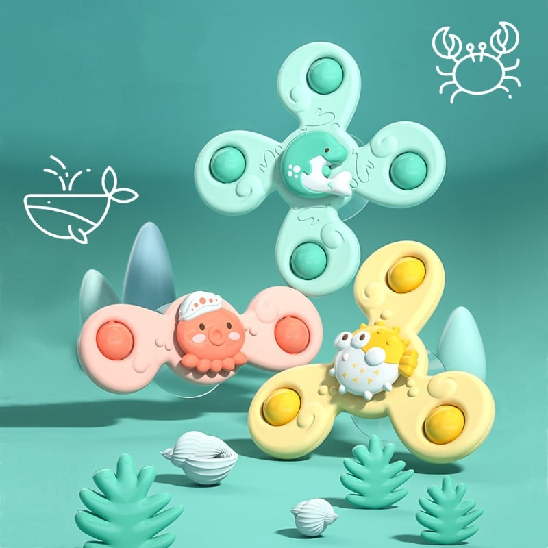 3-Pack Suction Cup Spinner Toys - Fun and Engaging for Kids | Ideal for Bath Time & Playtime