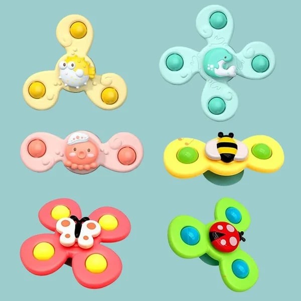 3-Pack Suction Cup Spinner Toys - Fun and Engaging for Kids | Ideal for Bath Time & Playtime