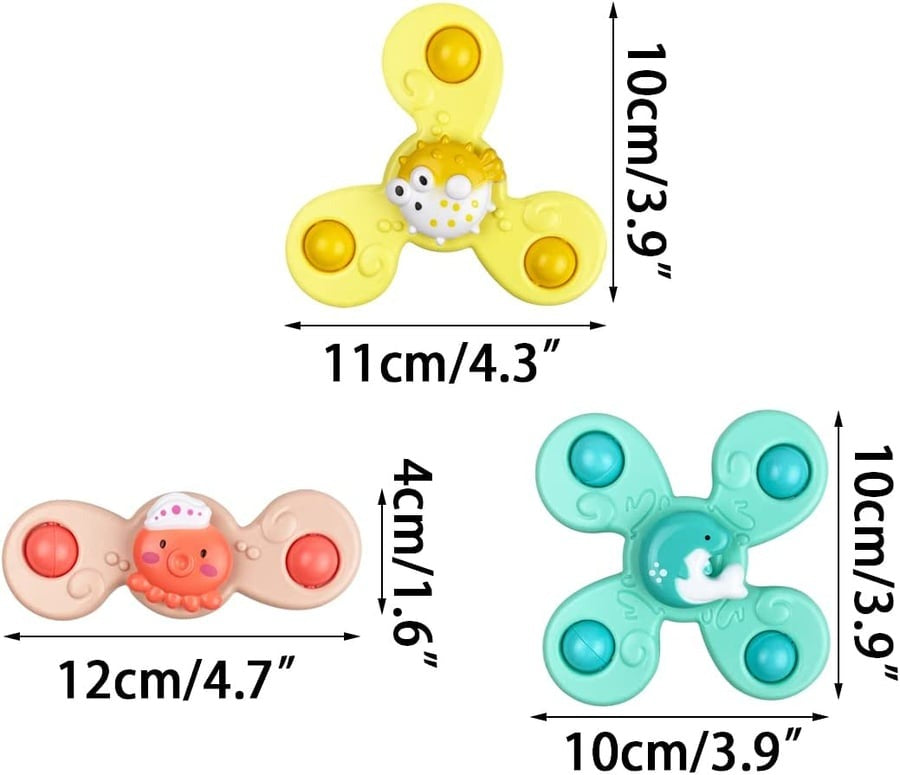 3-Pack Suction Cup Spinner Toys - Fun and Engaging for Kids | Ideal for Bath Time & Playtime