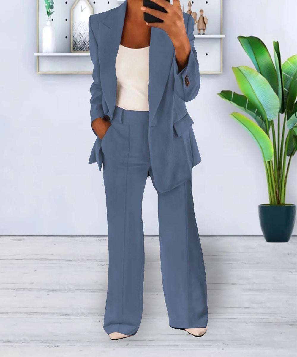 Polished Elegant Women's Two-Piece Suit Set - Stylish Blazer & Tailored Pants for Office & Formal Events