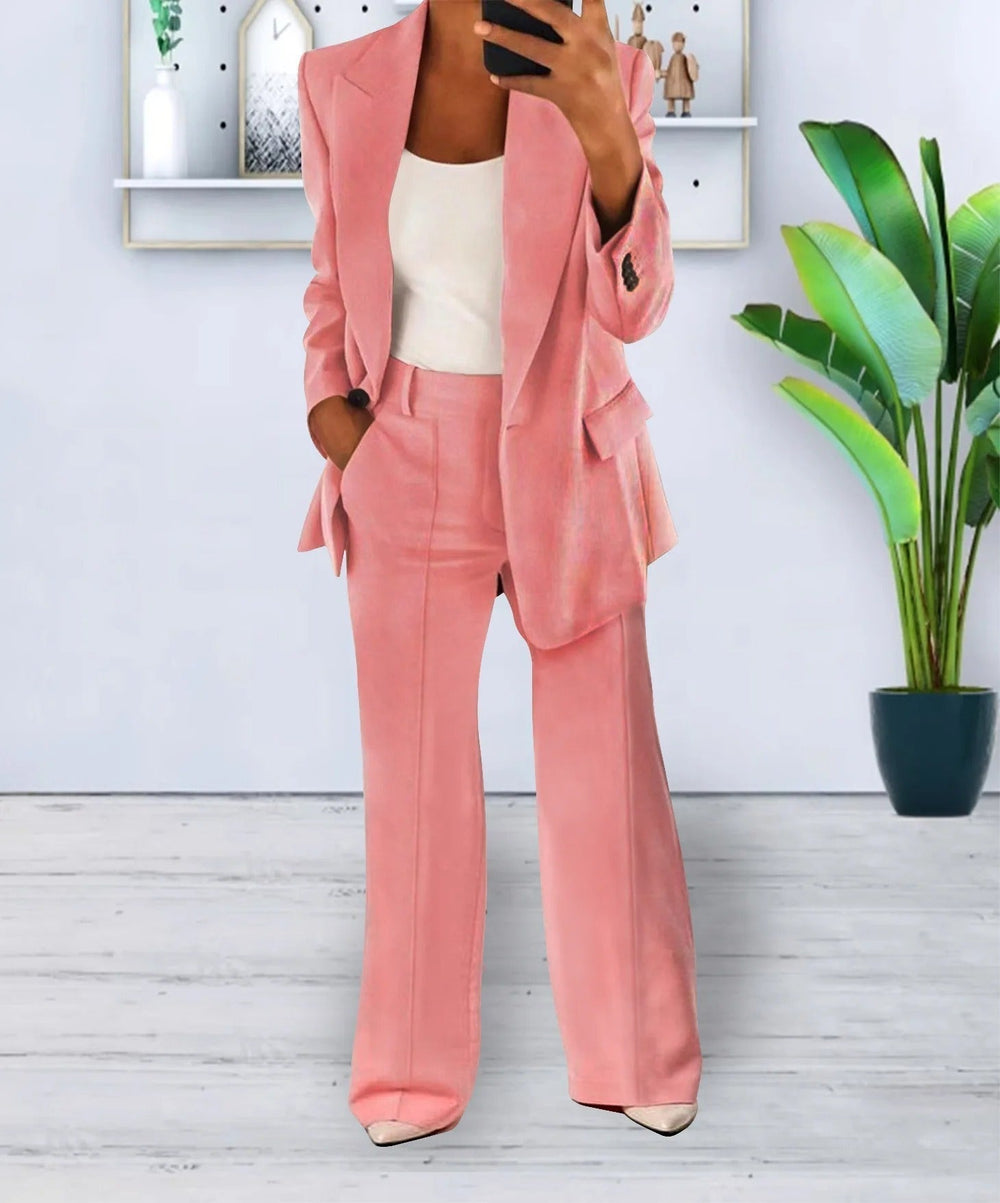 Polished Elegant Women's Two-Piece Suit Set - Stylish Blazer & Tailored Pants for Office & Formal Events
