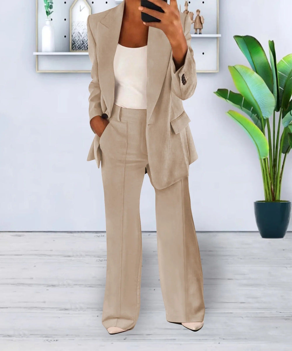 Polished Elegant Women's Two-Piece Suit Set - Stylish Blazer & Tailored Pants for Office & Formal Events