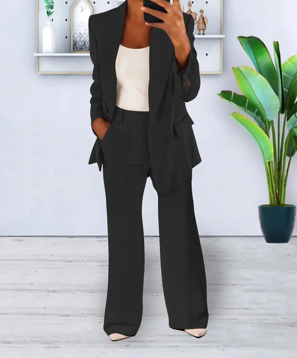Polished Elegant Women's Two-Piece Suit Set - Stylish Blazer & Tailored Pants for Office & Formal Events