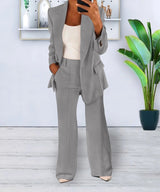 Polished Elegant Women's Two-Piece Suit Set - Stylish Blazer & Tailored Pants for Office & Formal Events