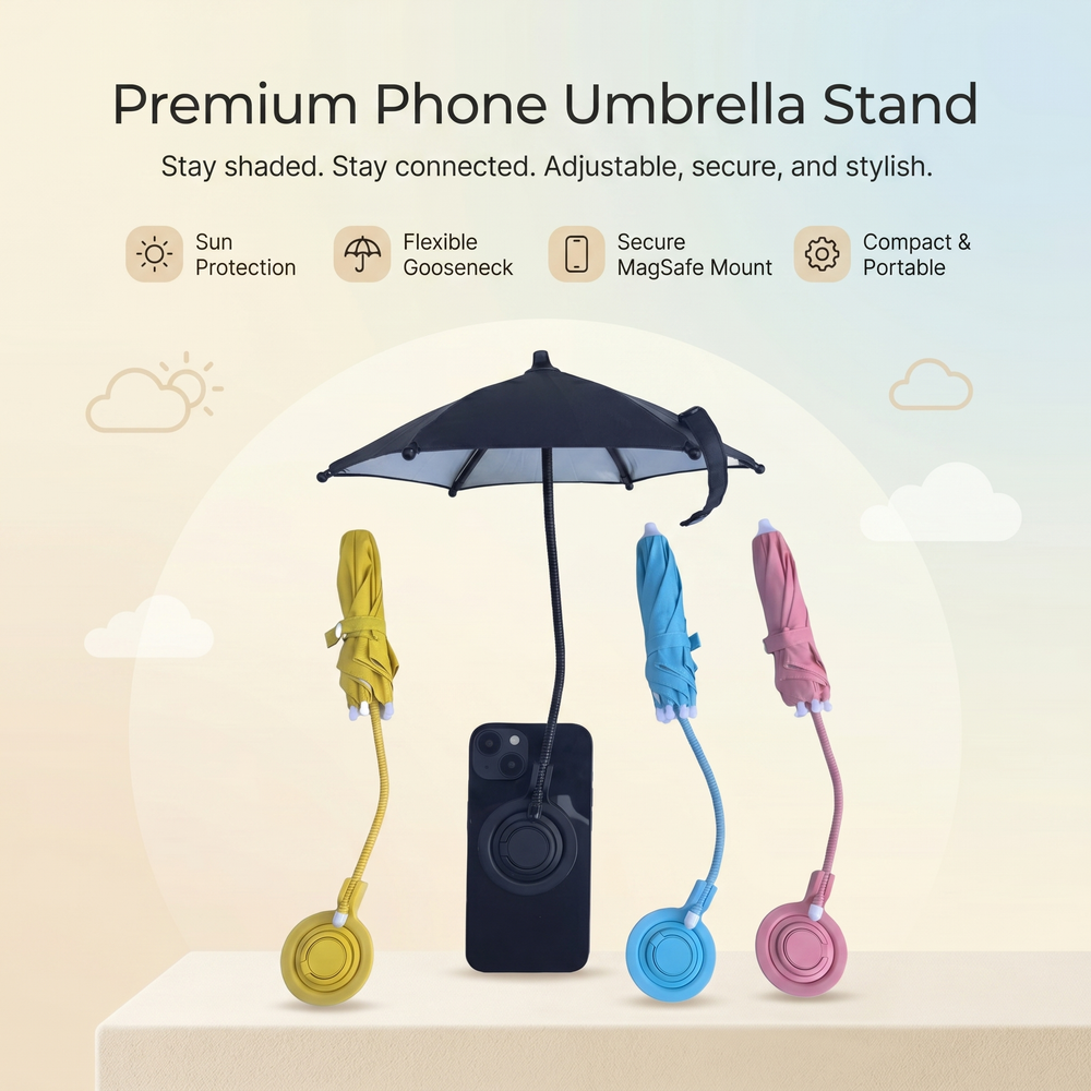Phone Sun Shade Umbrella – Adjustable Gooseneck, Magnetic & Hands-Free