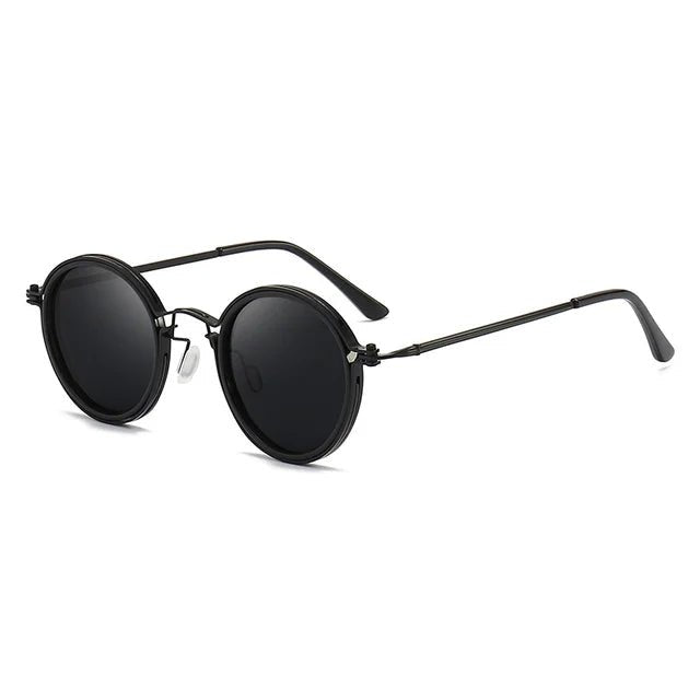 Polarized Round Sunglasses – Gold Frame, Metal Temples, Unisex Style
