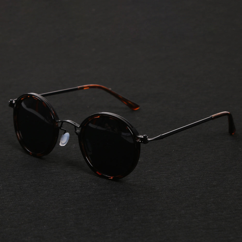 Polarized Round Sunglasses – Gold Frame, Metal Temples, Unisex Style