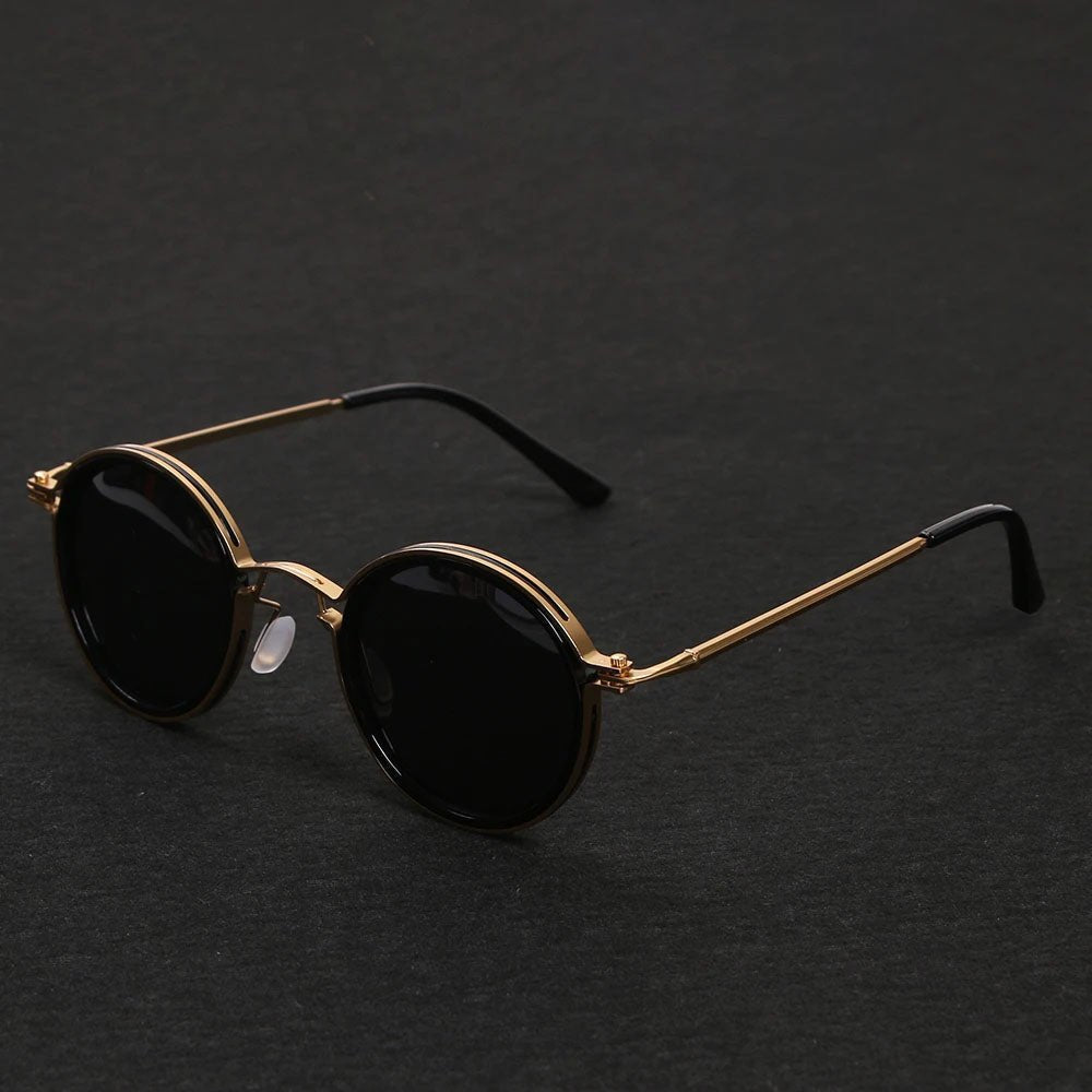 Polarized Round Sunglasses – Gold Frame, Metal Temples, Unisex Style