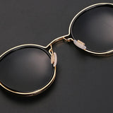 Polarized Round Sunglasses – Gold Frame, Metal Temples, Unisex Style