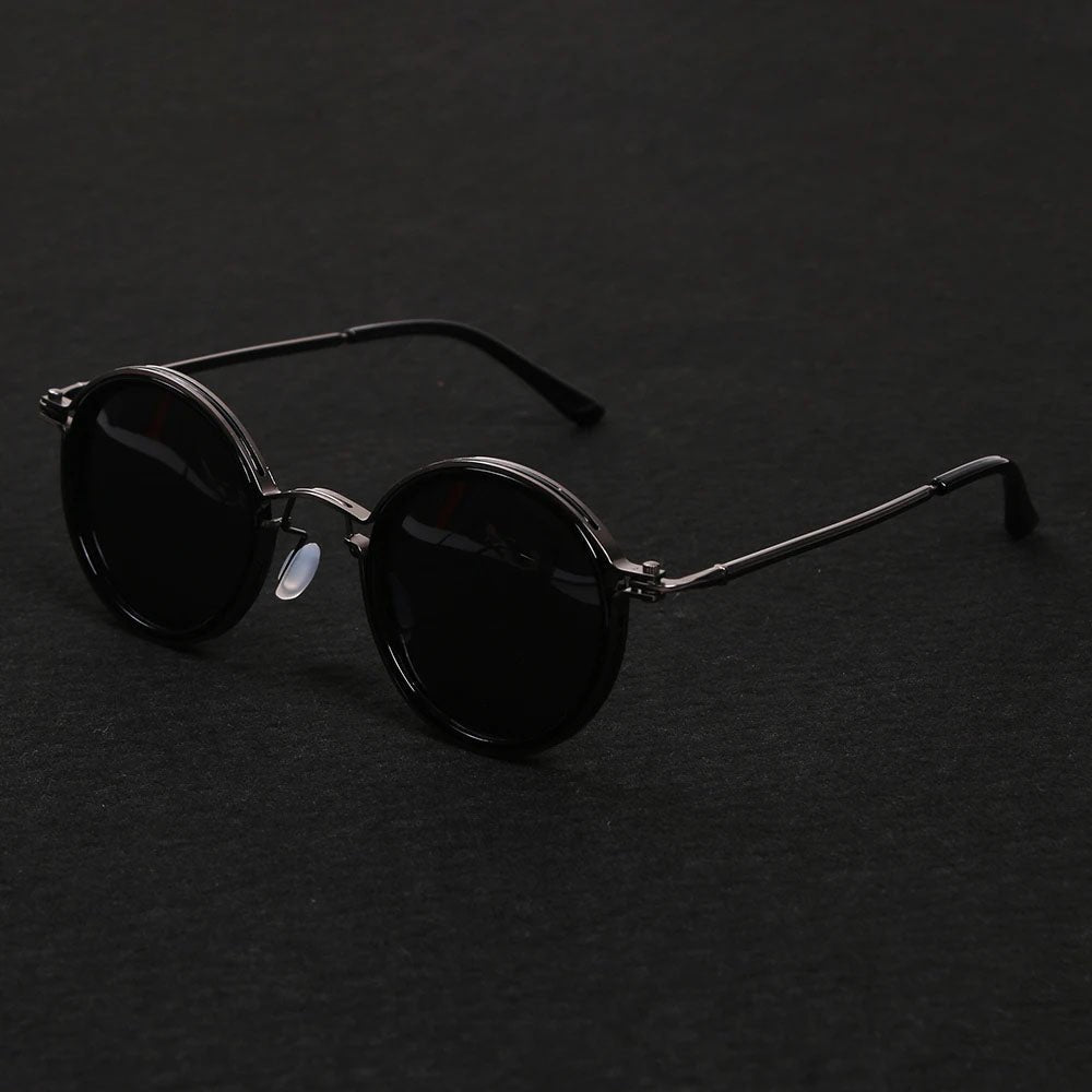 Polarized Round Sunglasses – Gold Frame, Metal Temples, Unisex Style