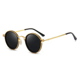 Polarized Round Sunglasses – Gold Frame, Metal Temples, Unisex Style