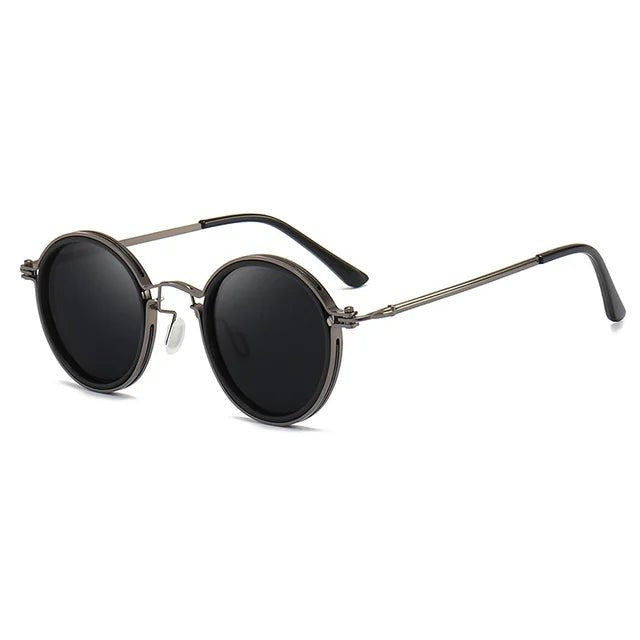 Polarized Round Sunglasses – Gold Frame, Metal Temples, Unisex Style