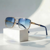 Aviator Sunglasses – Gold Titanium Frame, Gradient Lenses & Retro Style