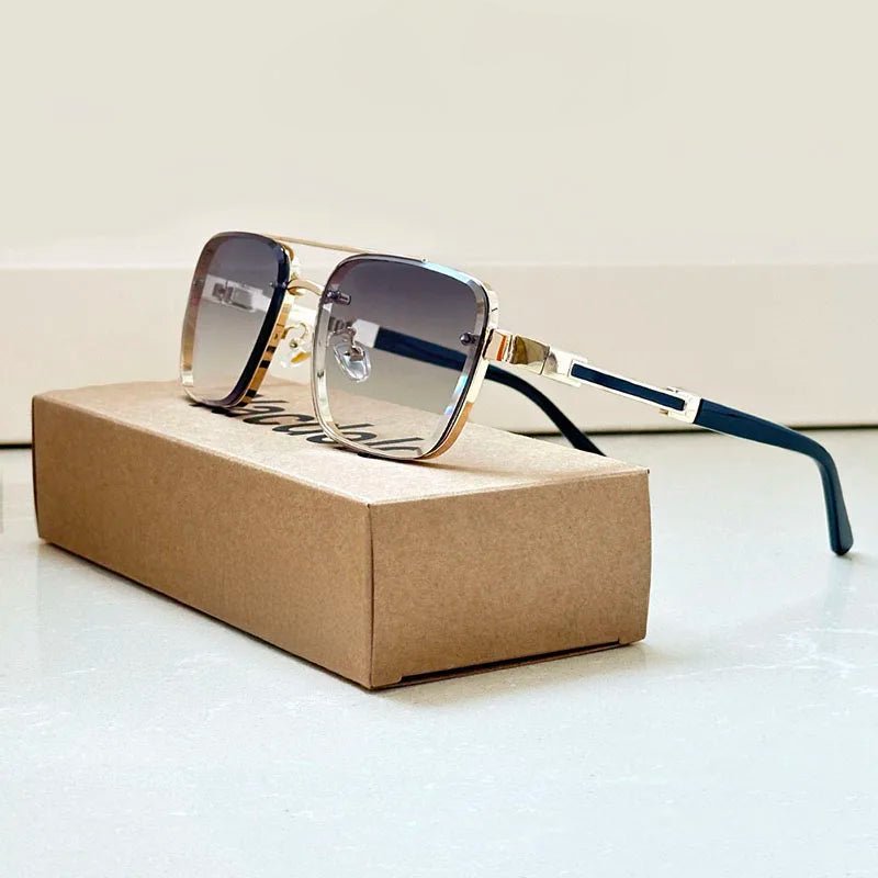 Aviator Sunglasses – Gold Titanium Frame, Gradient Lenses & Retro Style