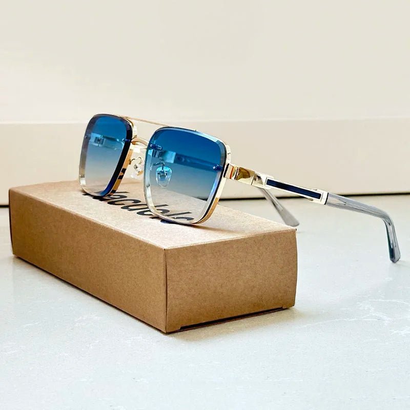 Aviator Sunglasses – Gold Titanium Frame, Gradient Lenses & Retro Style