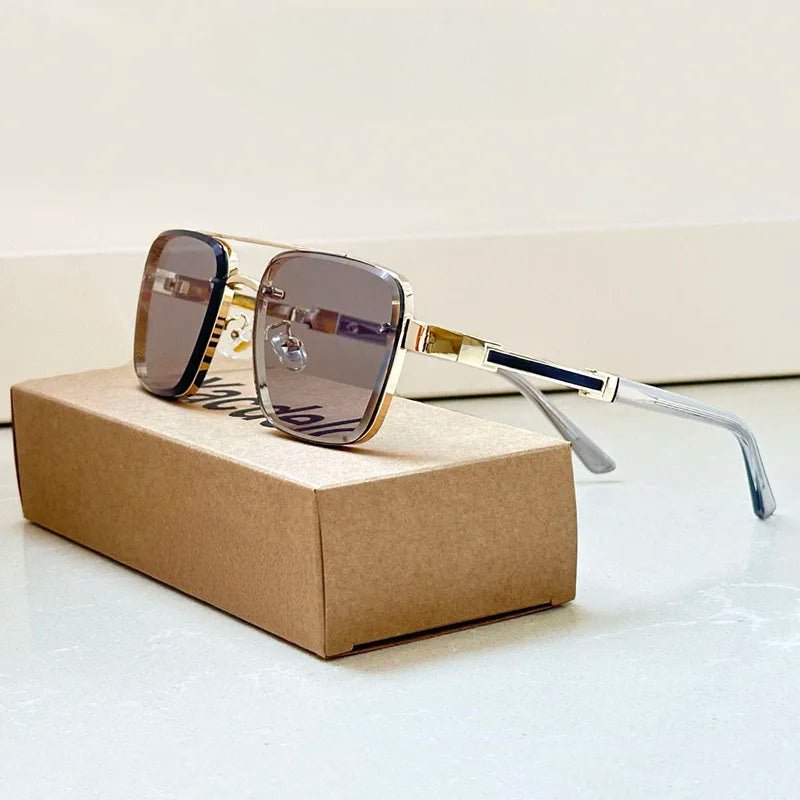 Aviator Sunglasses – Gold Titanium Frame, Gradient Lenses & Retro Style