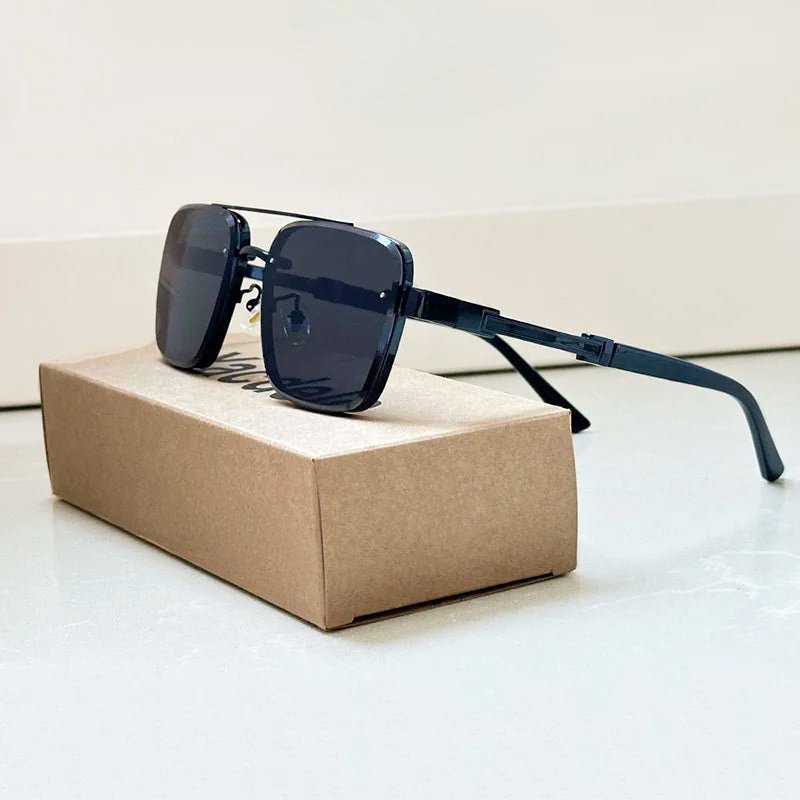 Aviator Sunglasses – Gold Titanium Frame, Gradient Lenses & Retro Style