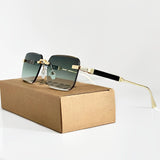 Sunglasses – Retro Square, Gold Titanium Frame & Gradient UV400 Protection