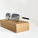 Sunglasses – Retro Square, Gold Titanium Frame & Gradient UV400 Protection
