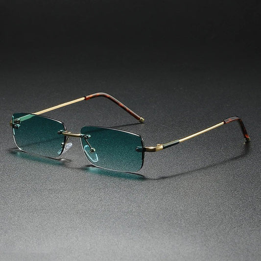 James | Sunglasses Rimless Rectangular Gold Gradient Tinted