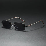 Rimless Sunglasses – Rectangular Gold Frame, Gradient Tinted Lenses, Unisex