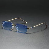 Rimless Sunglasses – Rectangular Gold Frame, Gradient Tinted Lenses, Unisex