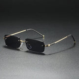 Rimless Sunglasses – Rectangular Gold Frame, Gradient Tinted Lenses, Unisex