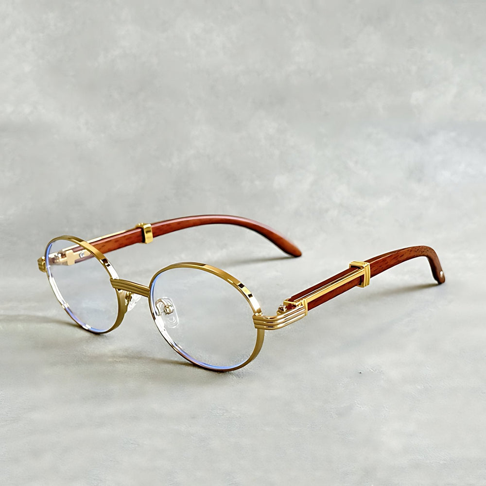Round Sunglasses – Gold Metal Frame, Designer Style, UV400 Protection
