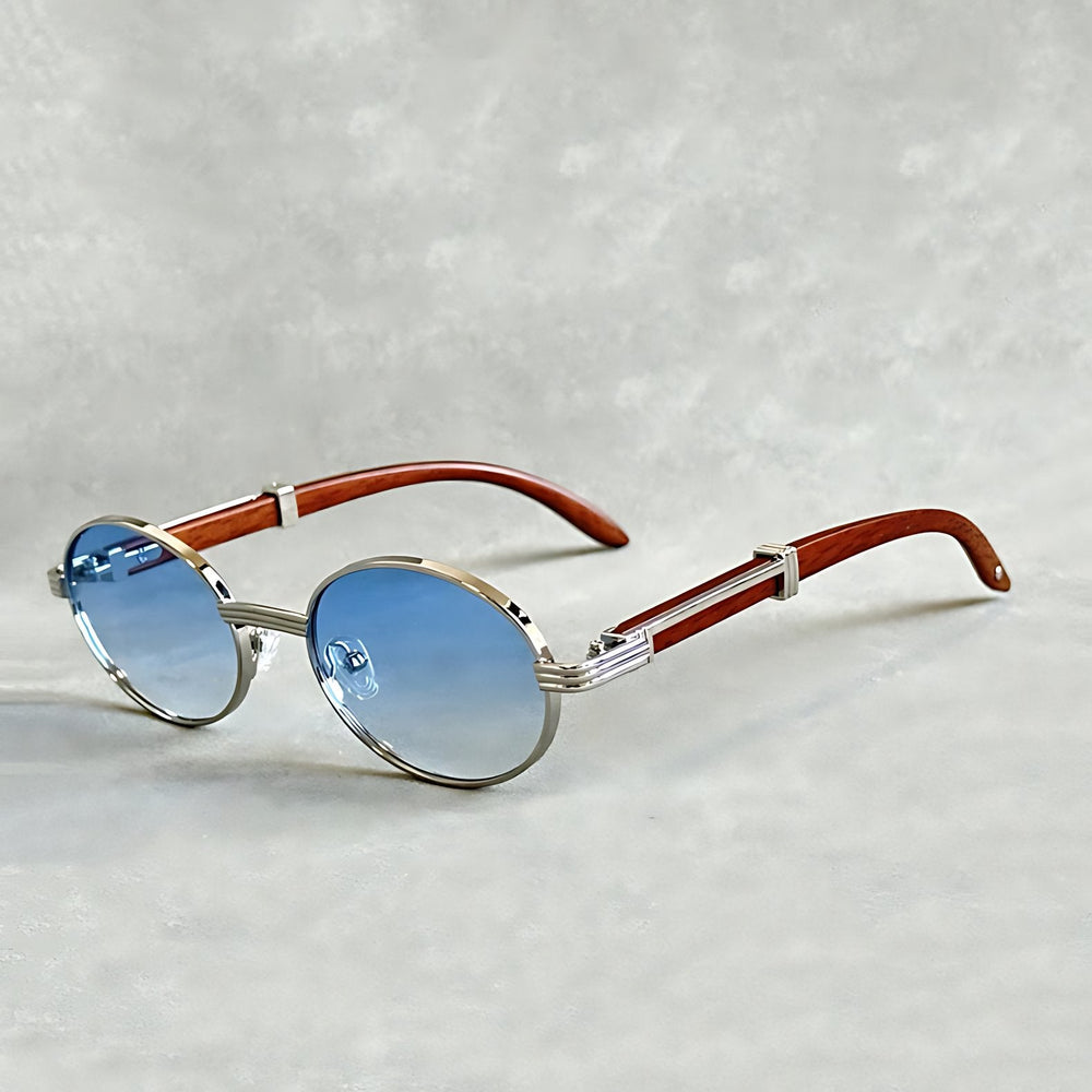 Round Sunglasses – Gold Metal Frame, Designer Style, UV400 Protection