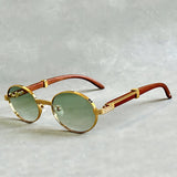 Round Sunglasses – Gold Metal Frame, Designer Style, UV400 Protection