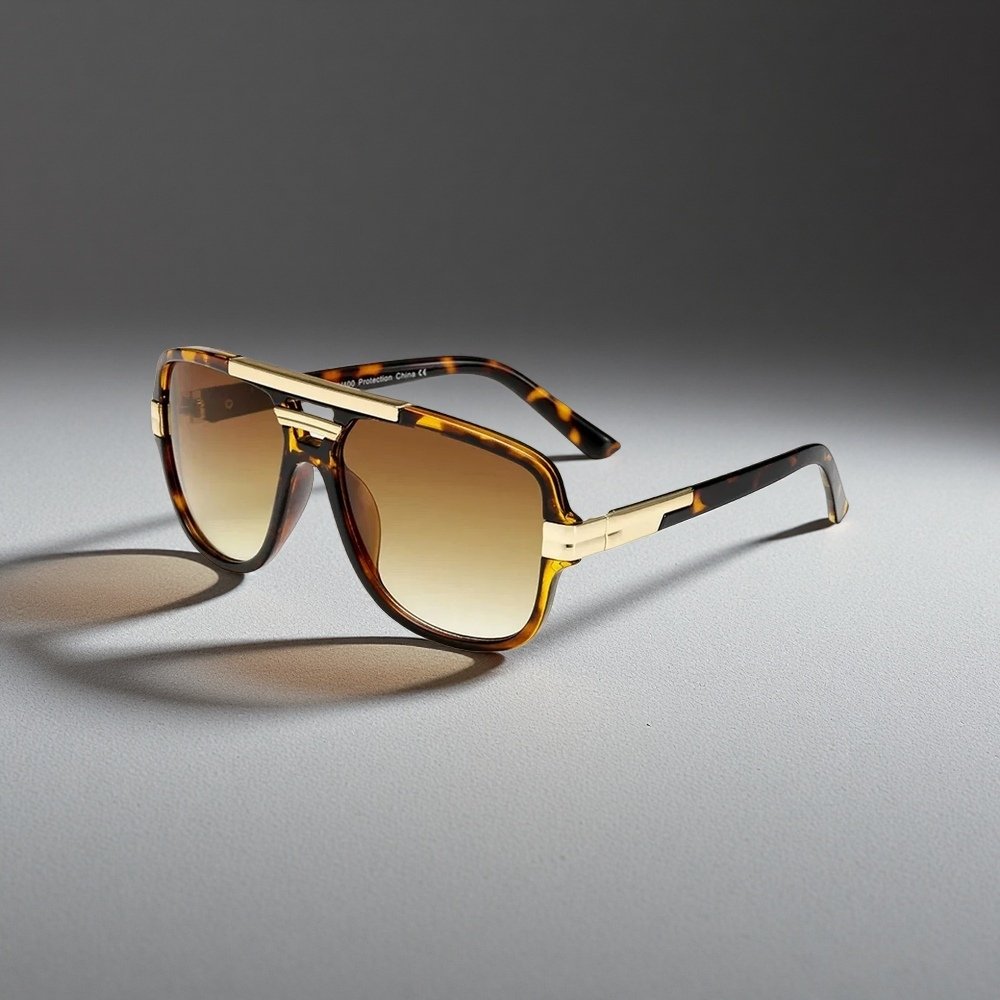 Men's Aviator Sunglasses – Square Frame, Acetate Construction & Gradient UV400 Protection