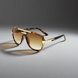 Men's Aviator Sunglasses – Square Frame, Acetate Construction & Gradient UV400 Protection
