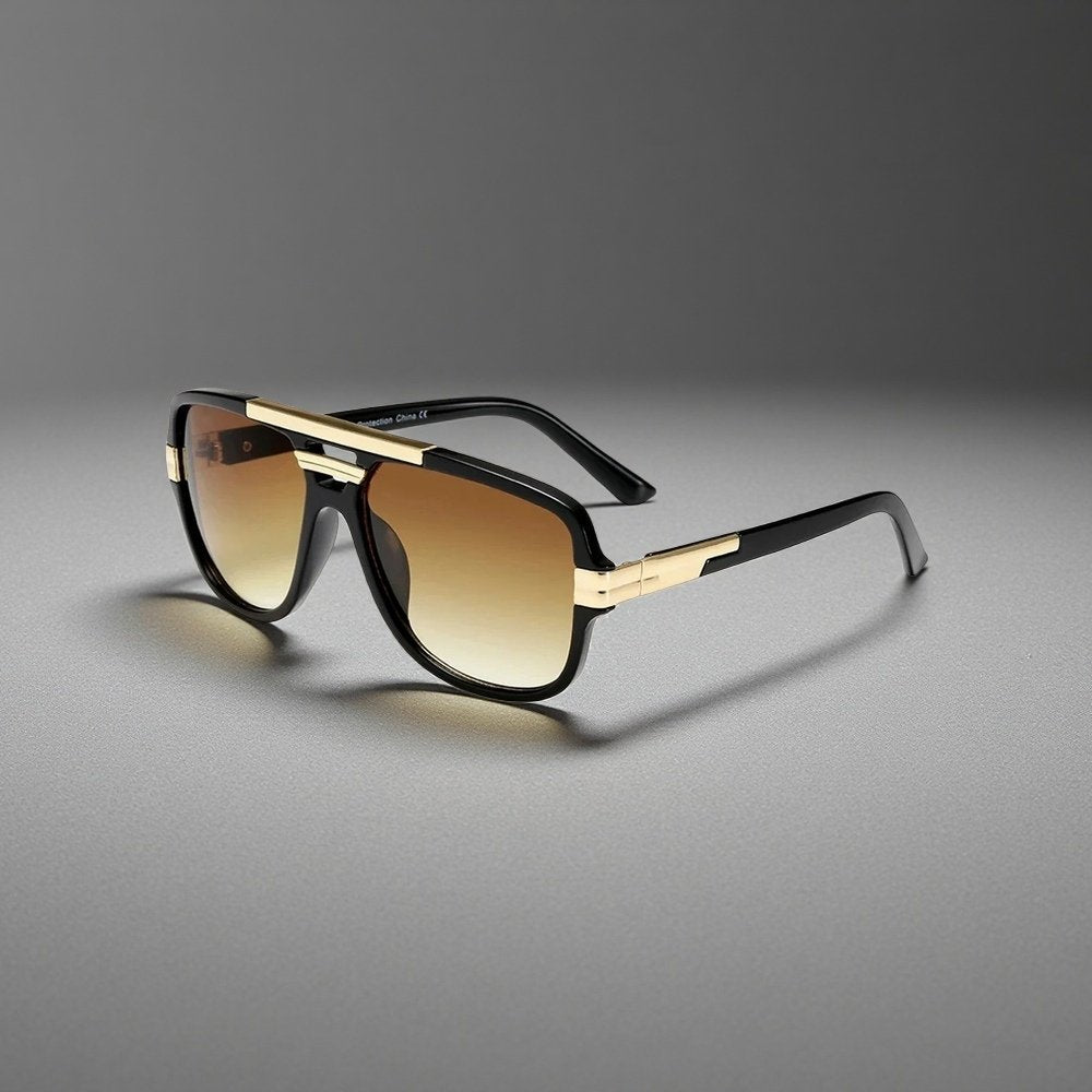Men's Aviator Sunglasses – Square Frame, Acetate Construction & Gradient UV400 Protection