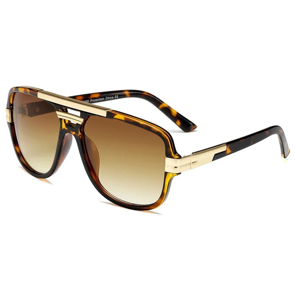 Men's Aviator Sunglasses – Square Frame, Acetate Construction & Gradient UV400 Protection