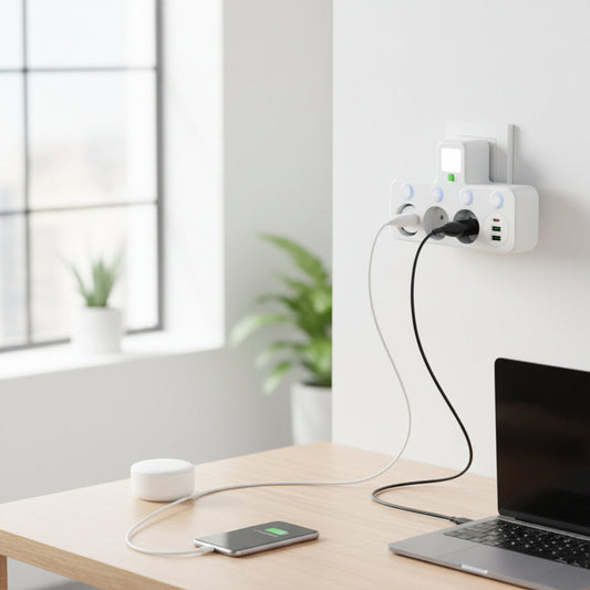 Surge Protector Power Strip – USB Outlets, Wall Mount & Built-In Switch