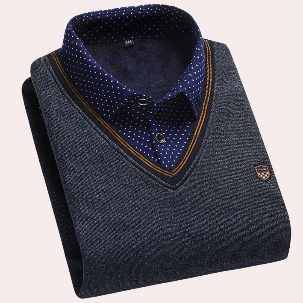 Sweater with Shirt Collar for Men - Victor