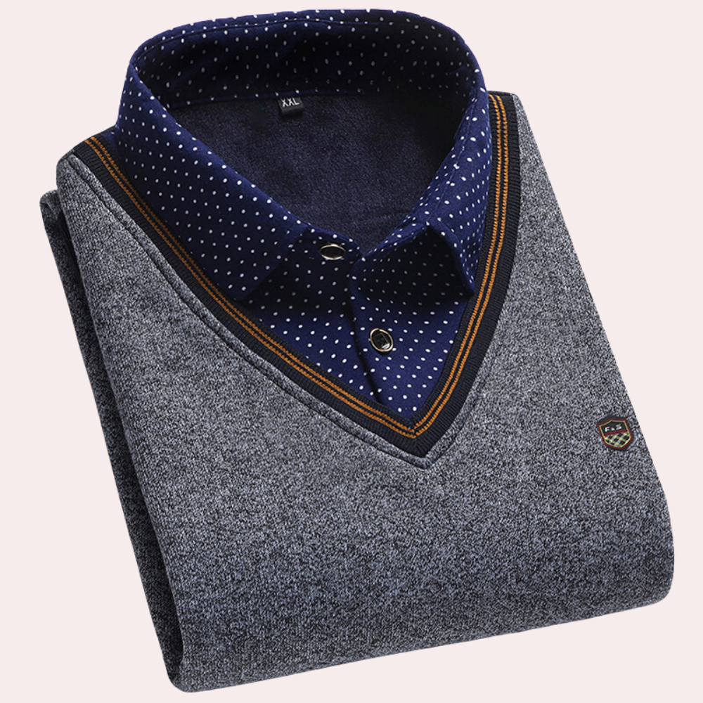 Sweater with Shirt Collar for Men - Victor