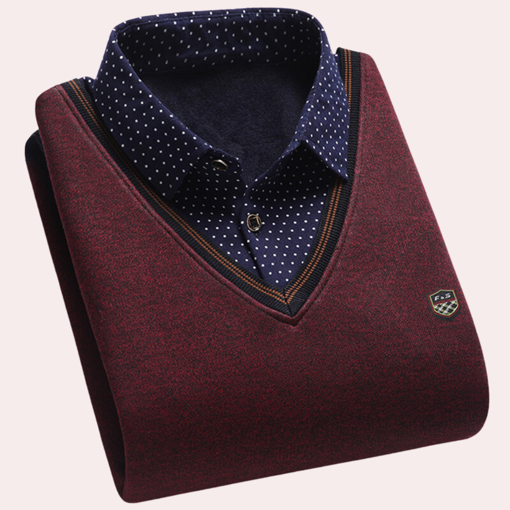 Sweater with Shirt Collar for Men - Victor