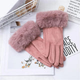 VelvetGlam Sweden Gloves with Luxurious Imitation Fur - Stylish Winter Fashion Accessory
