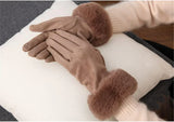 VelvetGlam Sweden Gloves with Luxurious Imitation Fur - Stylish Winter Fashion Accessory