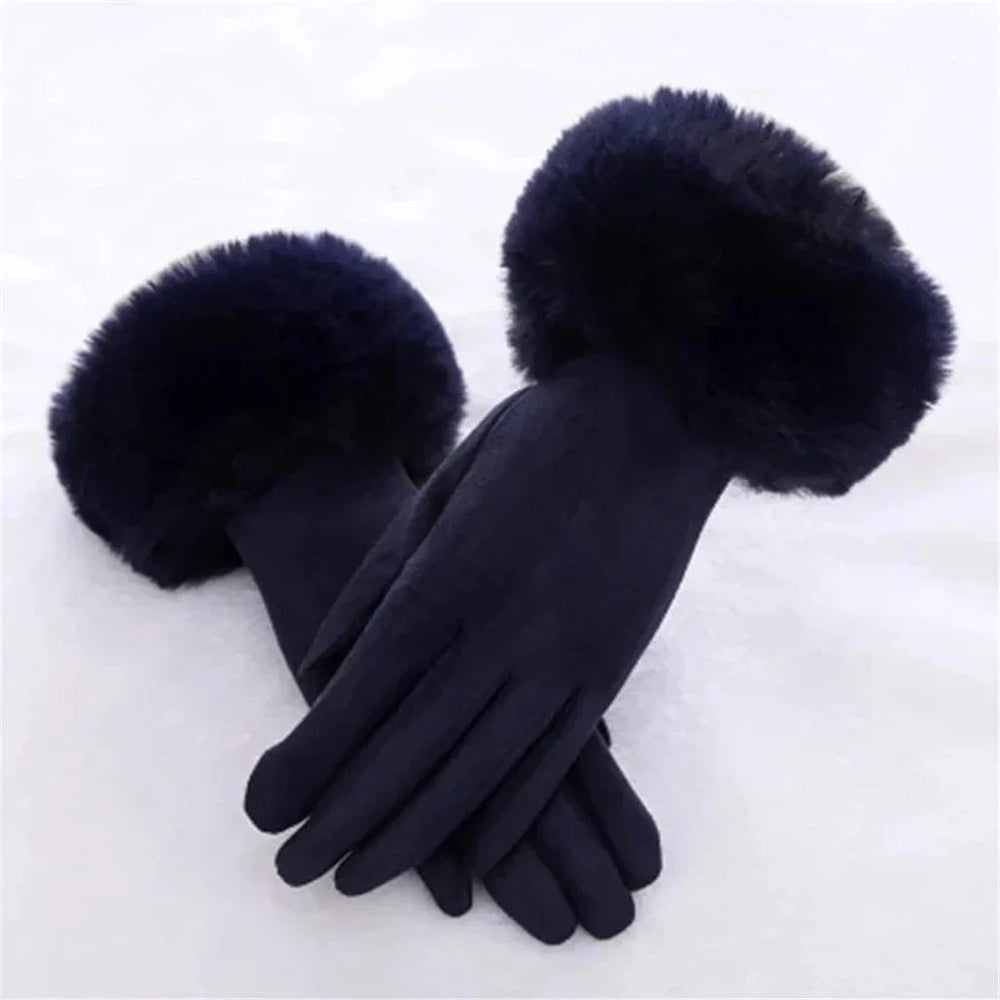 VelvetGlam Sweden Gloves with Luxurious Imitation Fur - Stylish Winter Fashion Accessory