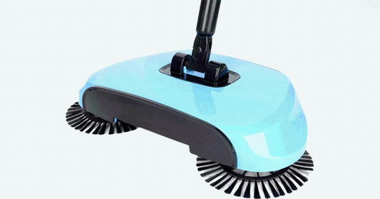 Sweeper – 360° Rotating Brushes, Adjustable Handle & Built-In Dustpan