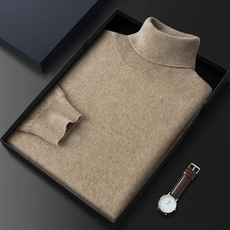 Luxurious Men's Pure Cashmere Turtleneck Sweater - Soft, Warm & Stylish Knitwear for Every Occasion