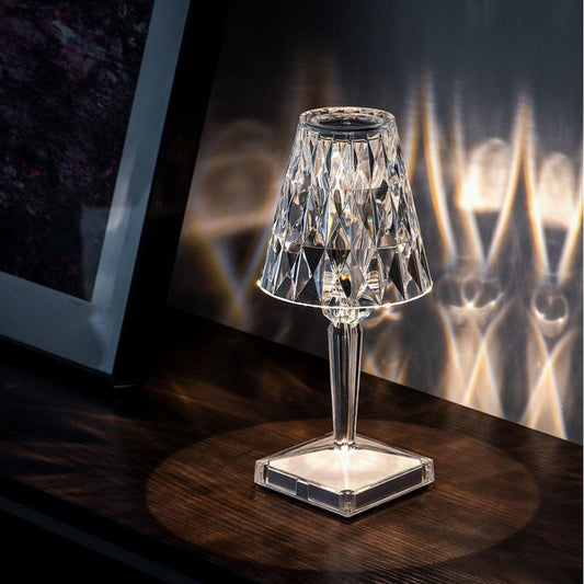 Crystal Table Lamp – Rechargeable, Touch-Control & Dimmable LED