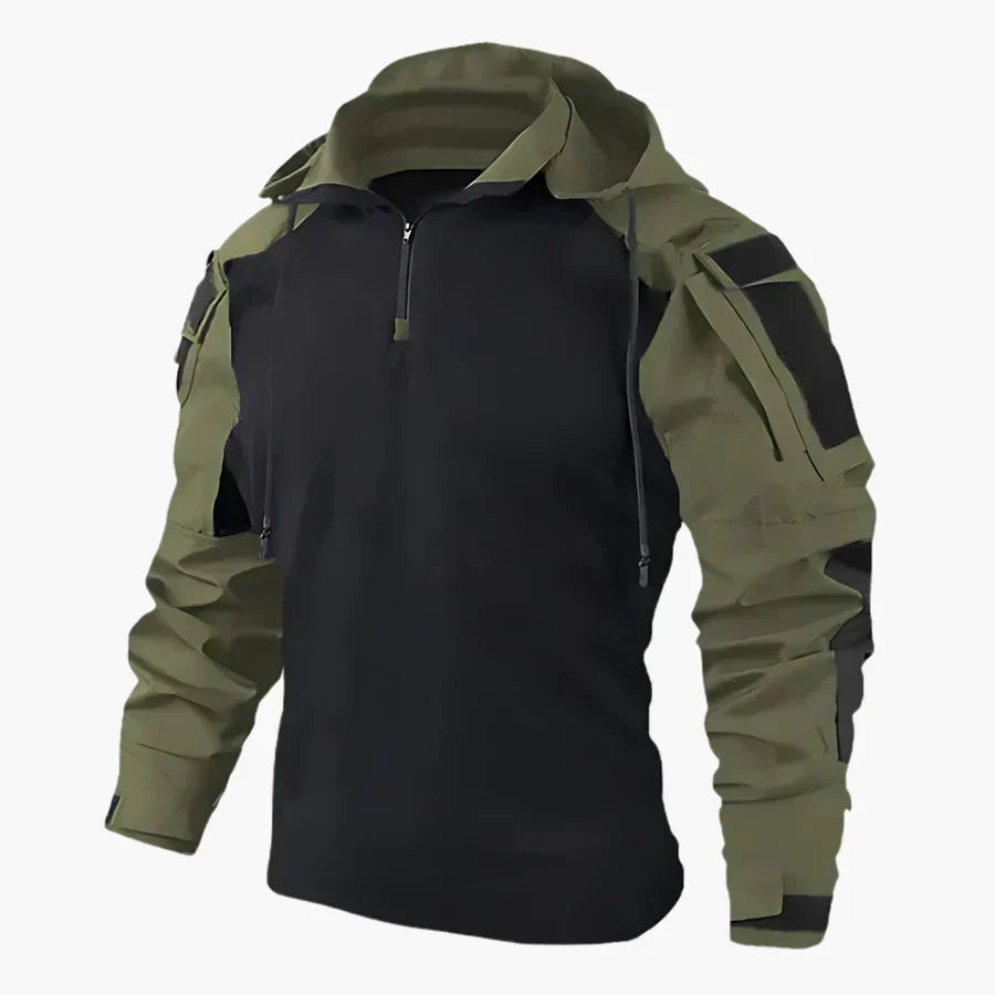 Tactical Synthetic Pullover Jacket with Half Zip and Hood