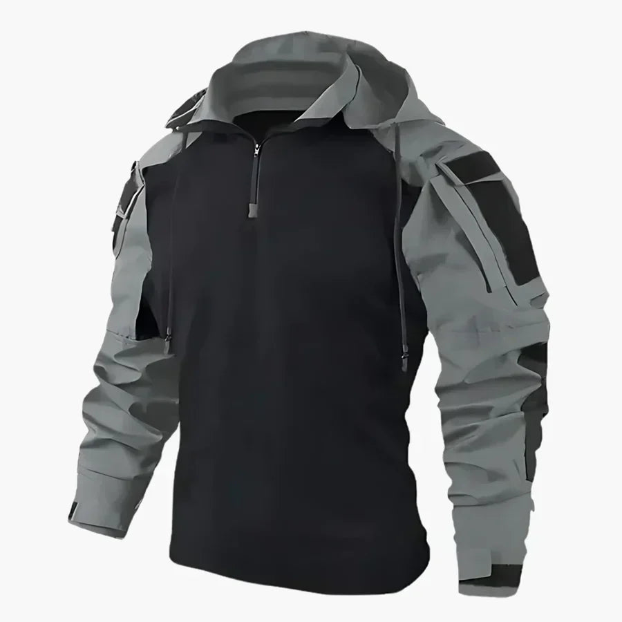 Tactical Synthetic Pullover Jacket with Half Zip and Hood