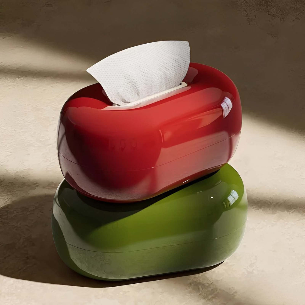 Ceramic Tissue Box Holder – Pebble Shape, Glossy Finish, 23×11cm