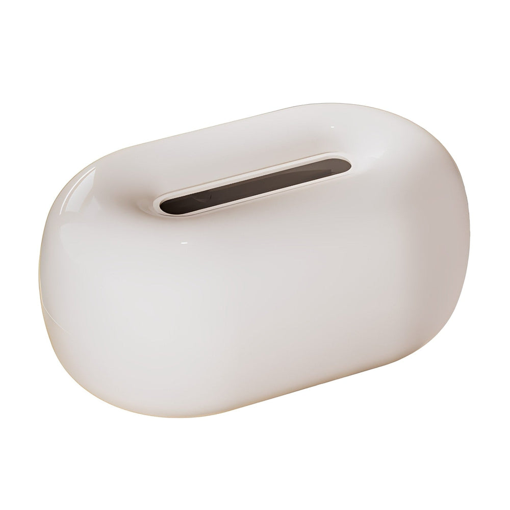 Ceramic Tissue Box Holder – Pebble Shape, Glossy Finish, 23×11cm