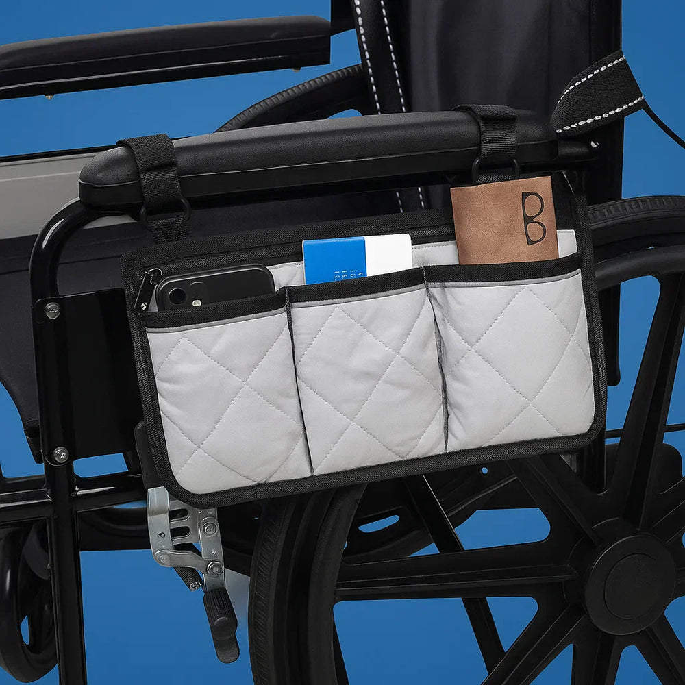 Wheelchair Side Storage Bag – Quick-Access Pockets, Reflective Strips & Water-Repellent
