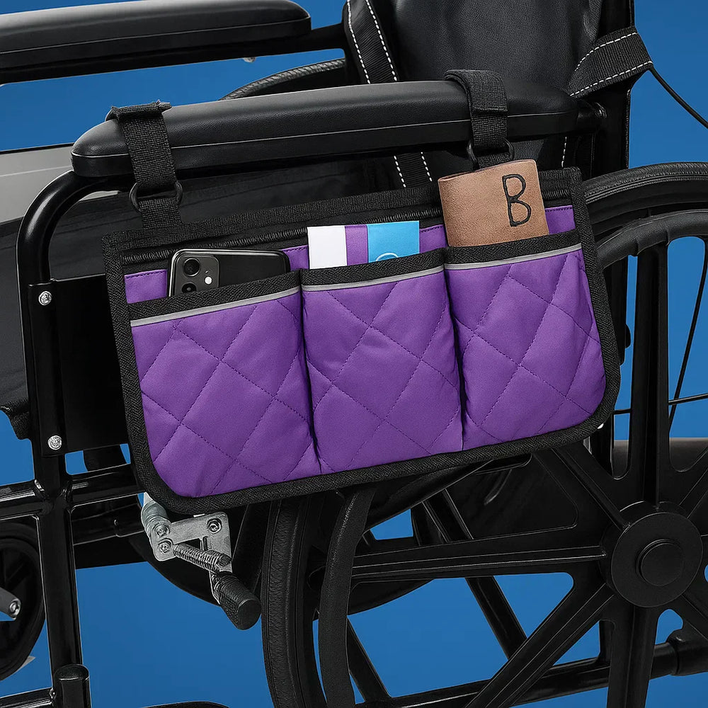 Wheelchair Side Storage Bag – Quick-Access Pockets, Reflective Strips & Water-Repellent